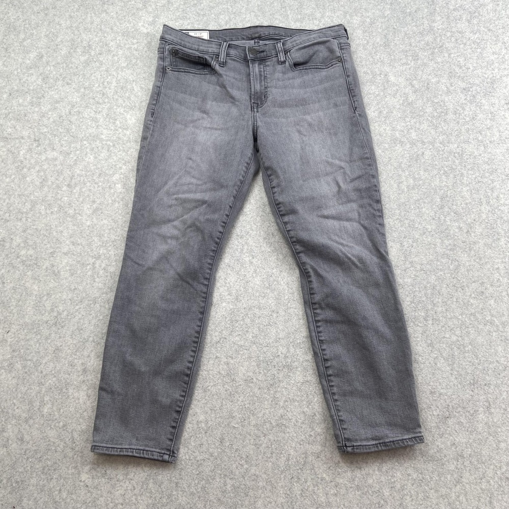 Gap True Skinny Mid Rise Jeans Womens 8P Petite (30x23) Gray Med Wash Stretch